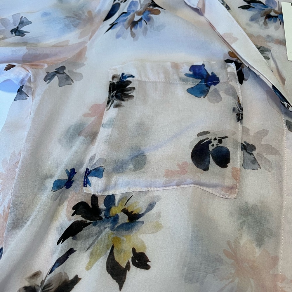 NWT! Cloth & Stone Anthropologie Tavira Sheer Floral Blouse pink/rose XS - Picture 6 of 11
